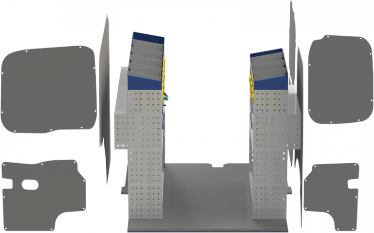 Uitrusting van bedrijfsvoertuigen MERCEDES CITAN middenaanzicht Uitrusting bestaande uit vloer, bekleding en planken voor binnenzijde: rechts en links