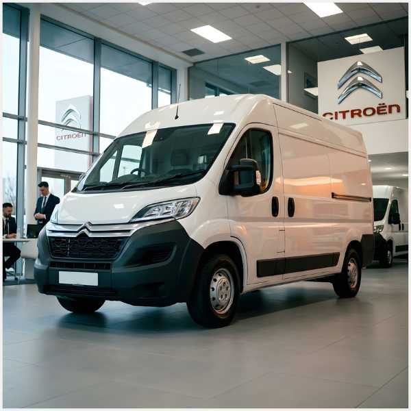 White van in a showroom