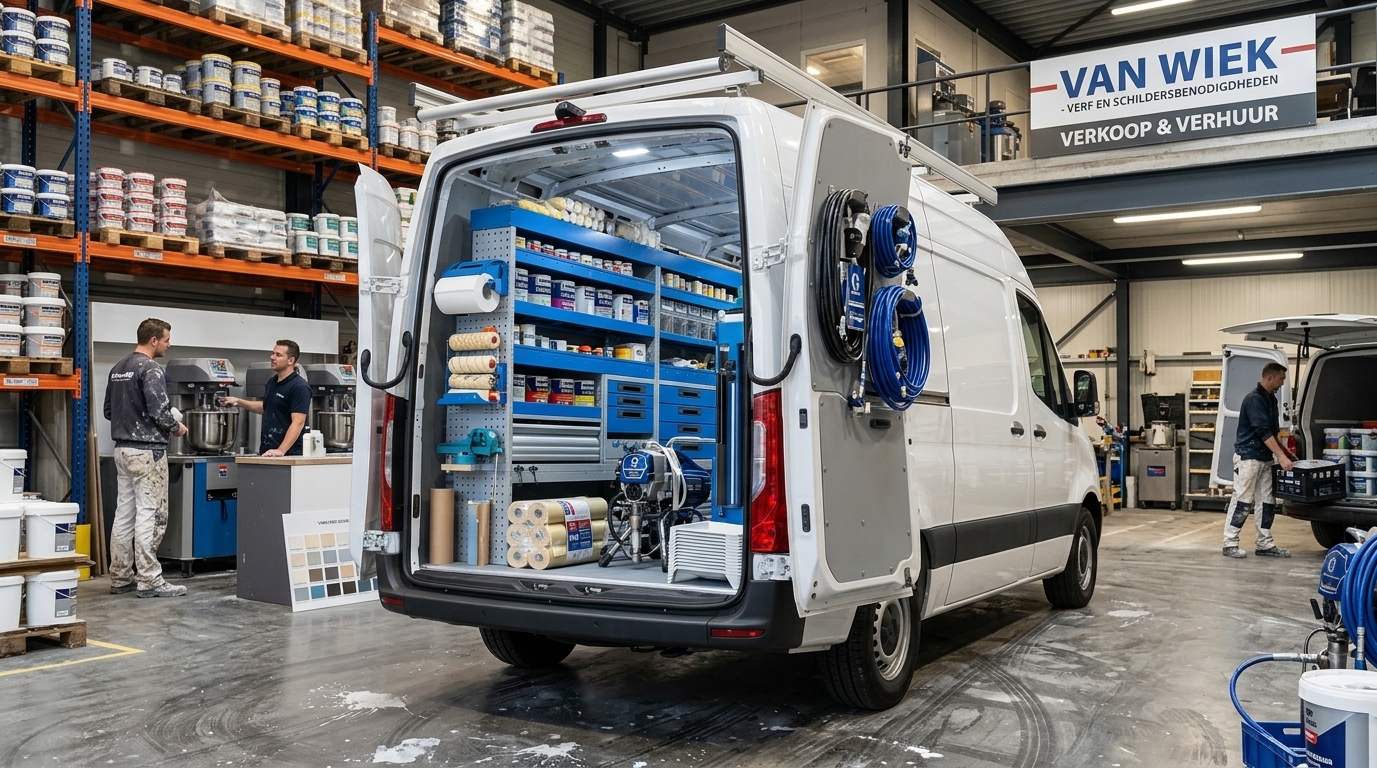 Georganiseerde bedrijfswagen voor schilders